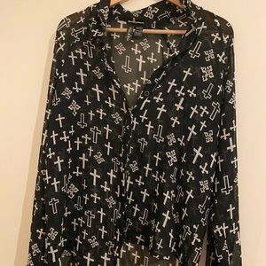 Black cross blouse